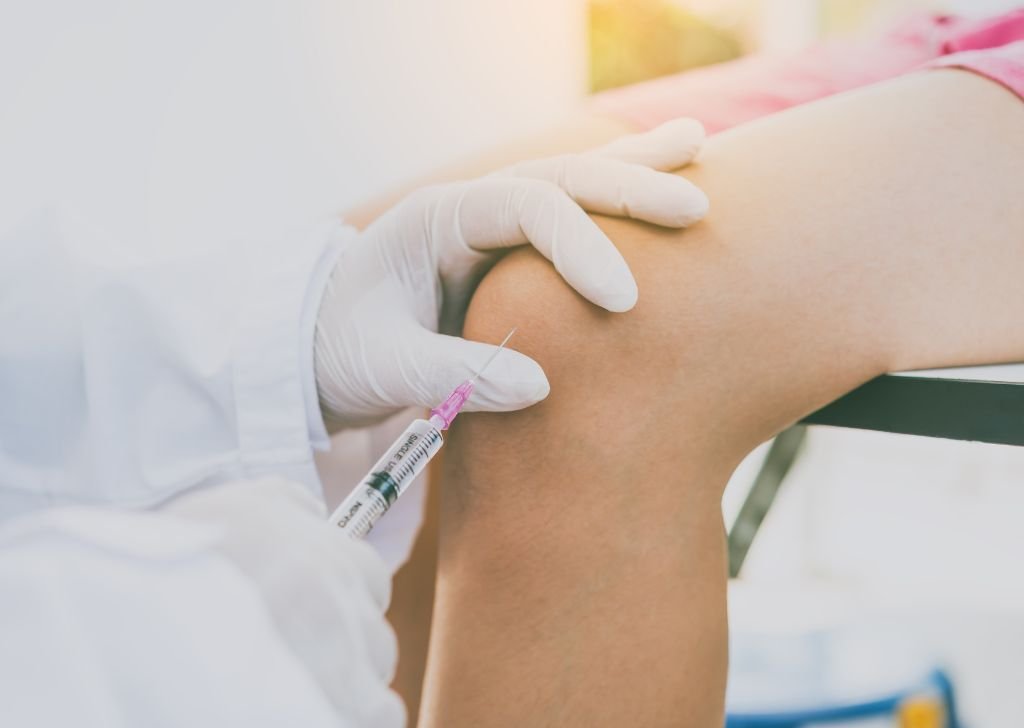 A patient getting an Intra Articular Injection in the knee in Uni Klinik, Sandakan,