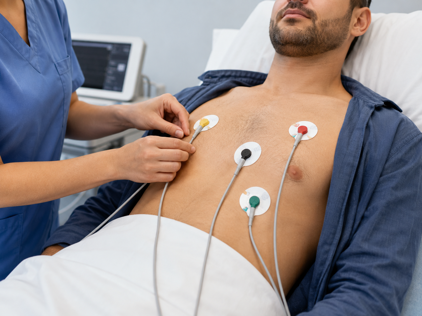Non-invasive ECG electrodes used for heart screening