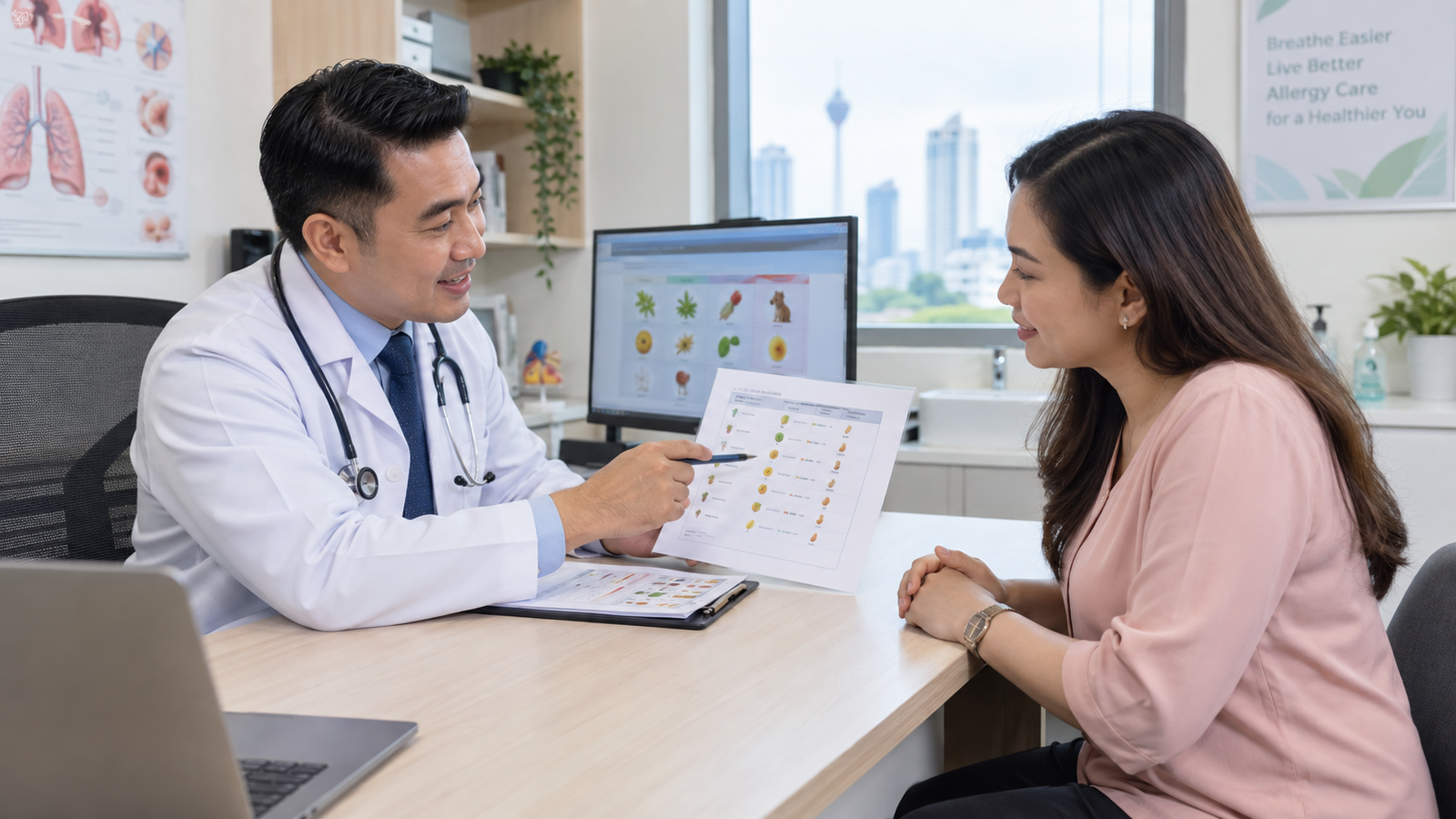 Doctor explaining allergy results