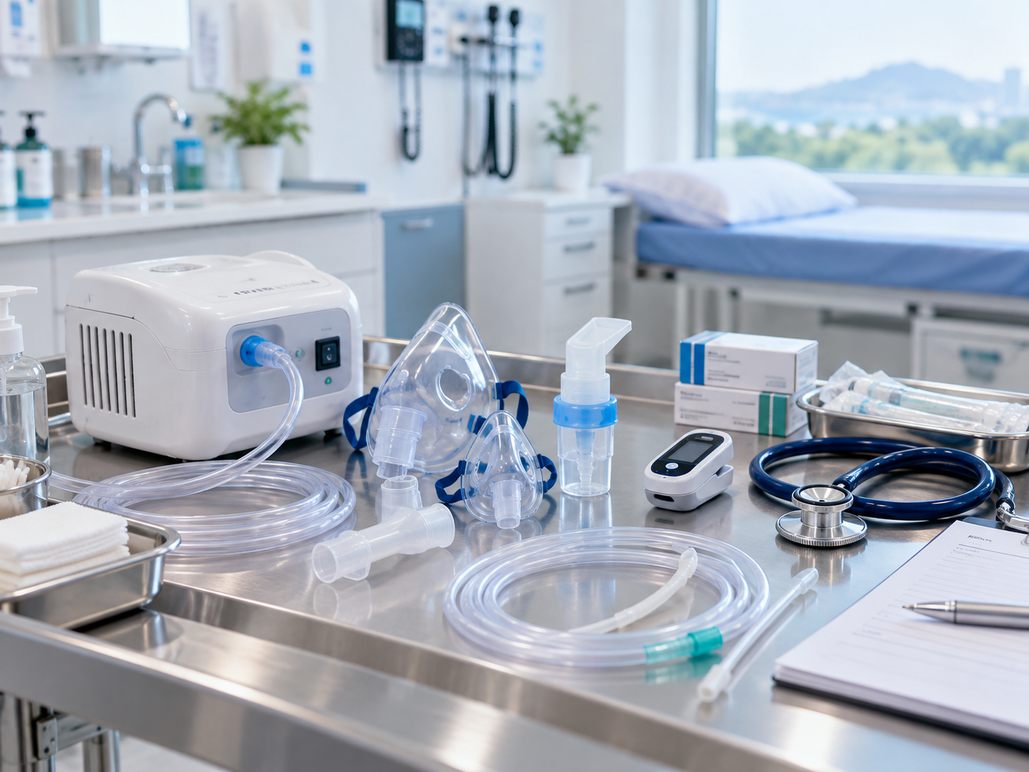 Nebulizer machine and breathing mask used for treatment
