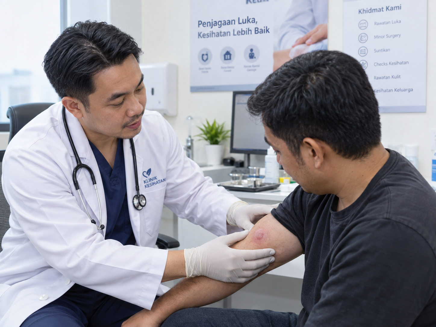 Doctor assessing a swollen area